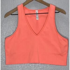 ATHLETA Aurora Seamless Crop Rib Tank Neon Coral 2X